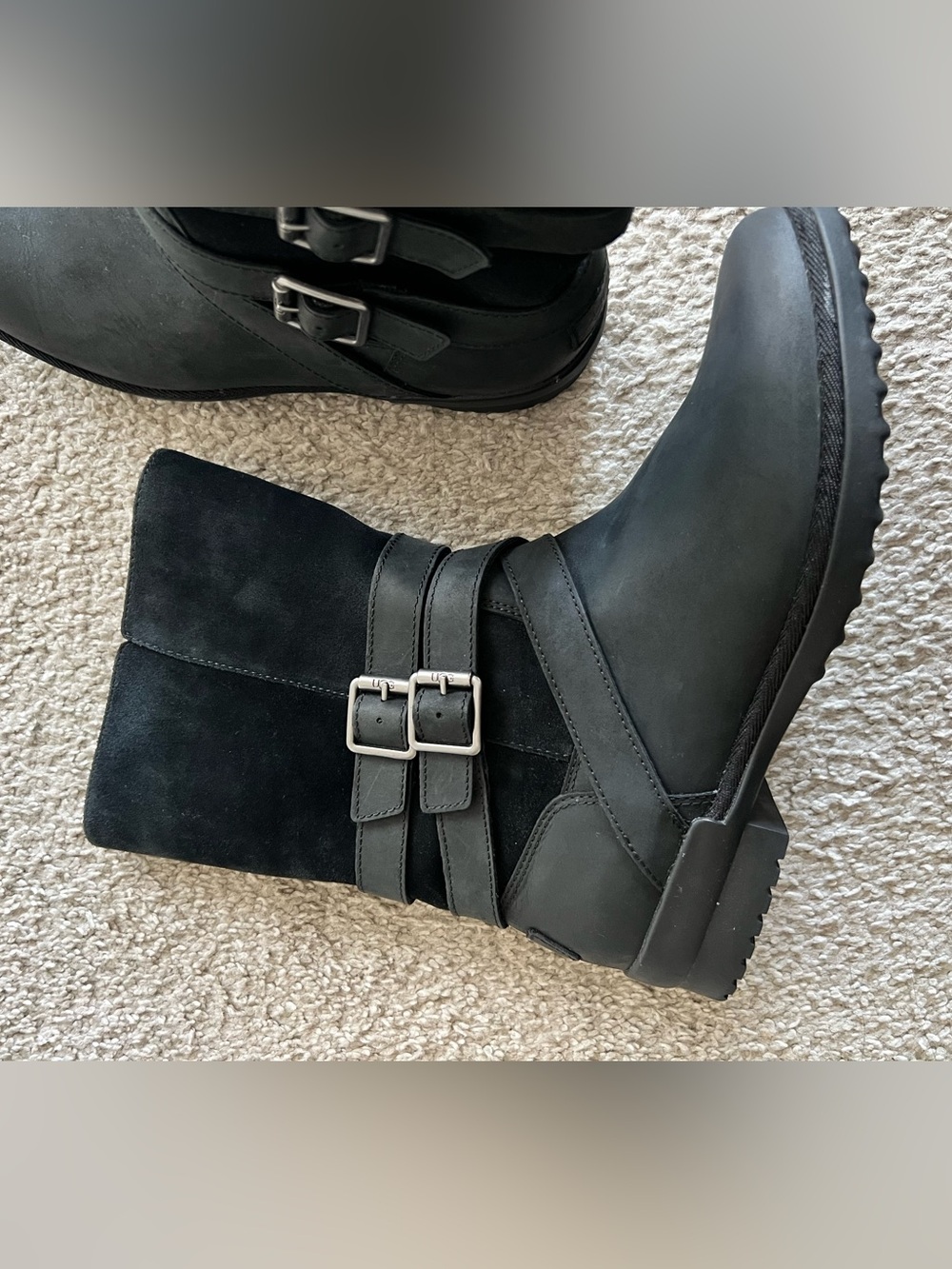 UGG Black Dual-Buckle Winter Boots